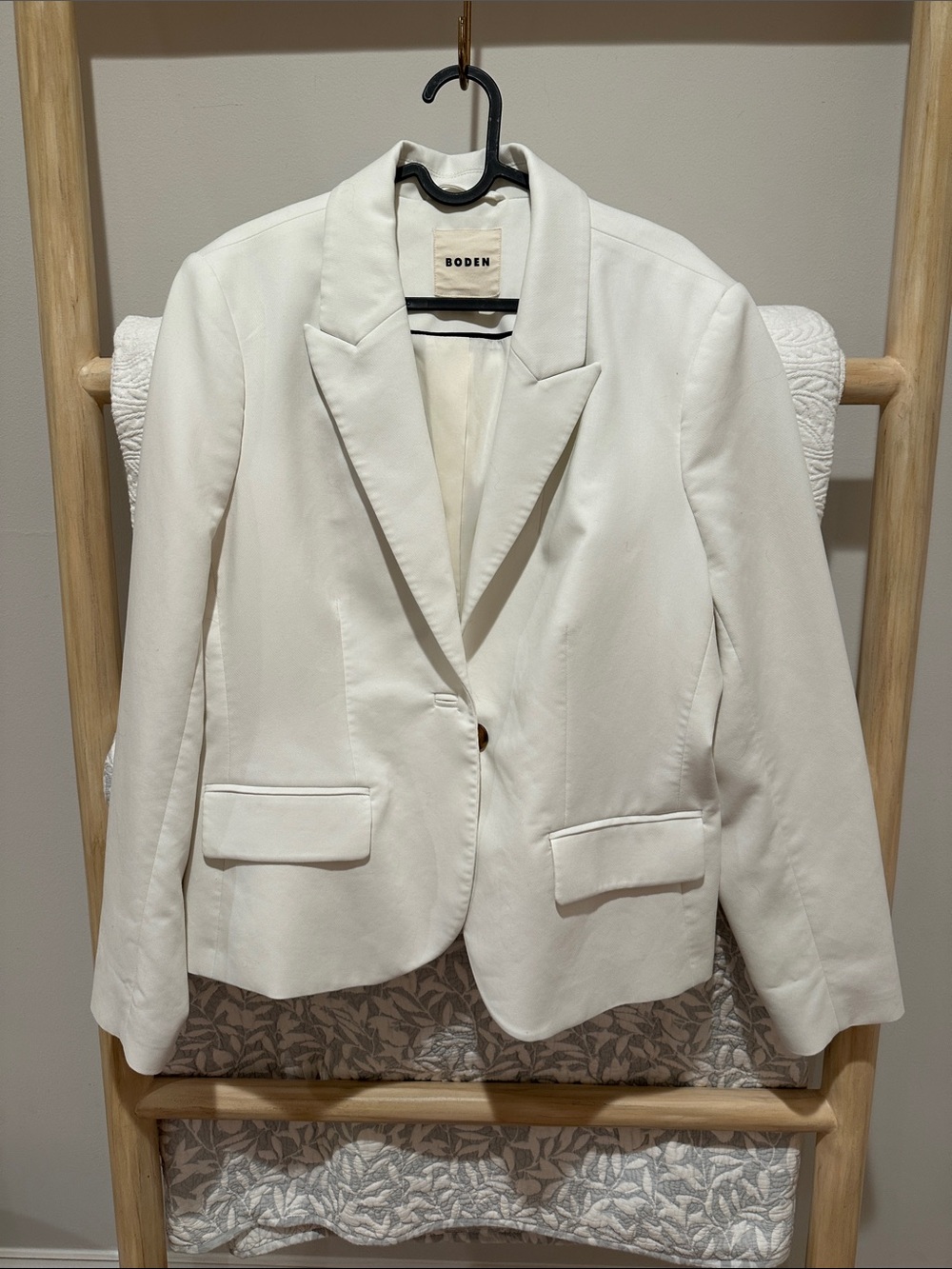 Boden Cream Single-Button Tailored Blazer